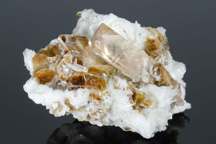 Gorgeous Topaz Crystal on Albite and Mica - Pakistan #175078